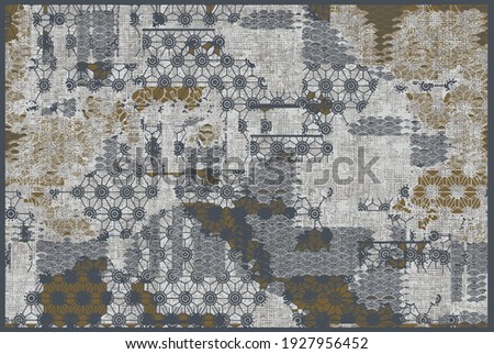 Artistic ikat pattern design   border. Geometric folk ornament. Ink on clothes. Tribal vector texture. Seamless collage  in Aztec style. Ethnic embroidery.  Scandinavian, Gypsy, Mexican, African rug.