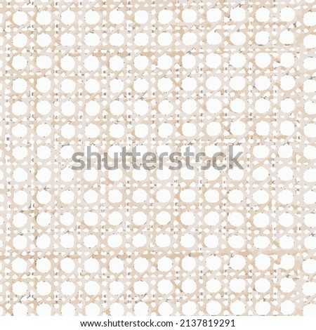 Worn  cane webbing illustration vector  wood texture surface , rattan geometric seamless pattern.