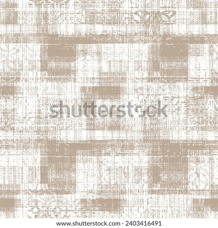 Vector geometric vector bleeding madras beige white linen textures seamless pattern design striped textured. jacquard weave or print  design