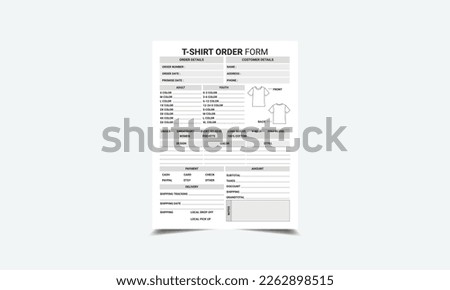 T-shirt Order Book T-shirt Order Form kdp interior