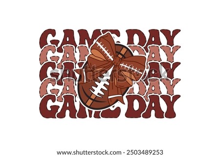 Game Day Fall Football, Coquette Bow EPS T-shirt Design