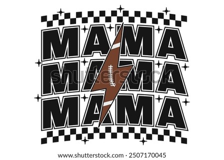 Football Mama Retro Mom Lightning Bolt EPS T-shirt Design