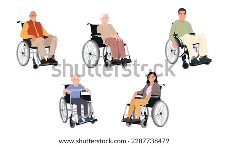 Wheelchair users isolated on white background