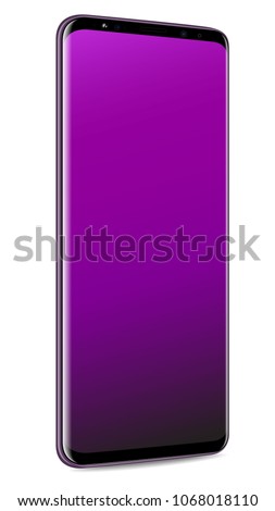 Phone perspective angle view, realistic smartphone illustration on white background