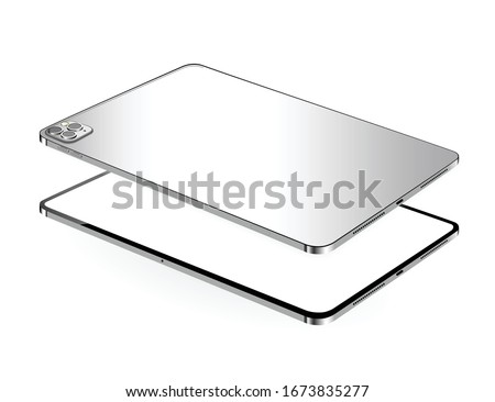 Tablet Vector Mock-up With Perspective View. Tablet Isolated on white Background.