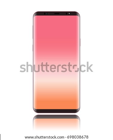 Smart phone vector with screen pink and body pink rose gold color isolated on white background