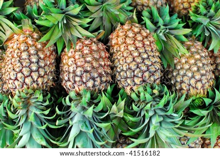 Freshly picked tropical pineapples. Pineapples are commonly used in cuisine in Southeast Asia. Suitable for concepts such as food and beverage, healthy eating, and healthy lifestyle.