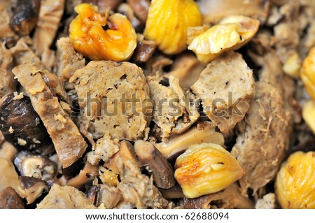 Vegetarian meat ingredients prepared for cooking. For food and beverage and cuisine concepts.