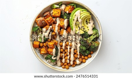 Similar – Image, Stock Photo Tasty vegetarian salad with vegetables, mozzarella and olive oil. Cucumber, beets, green peas, carrots, red onions. Organic delicious and healthy food. Italian cuisine. Vertical shot. Copy space