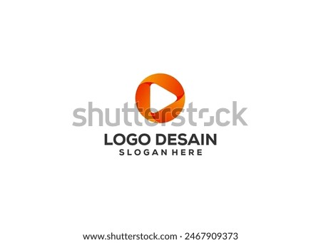 Letter O logo creative play button in circle style