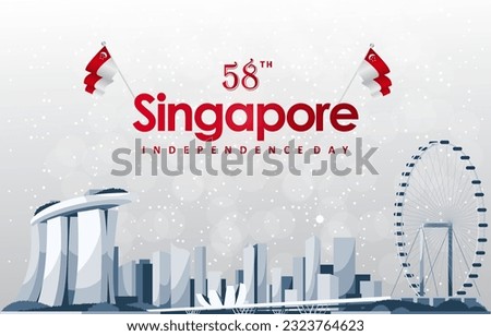 58th of august singapore independence day banner with abstract gradient red and white background design155