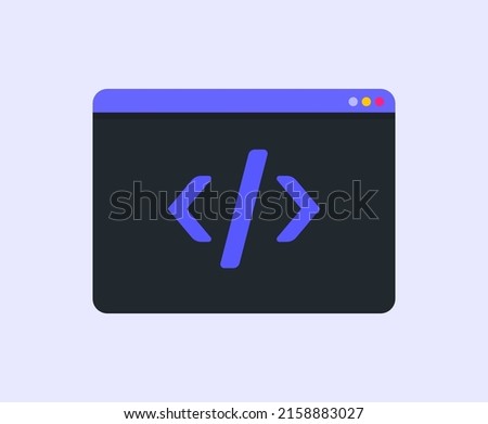 Coding Programming in Terminal Prompt Icon Vector Illustration for Computer Science Poster or Graphic Element