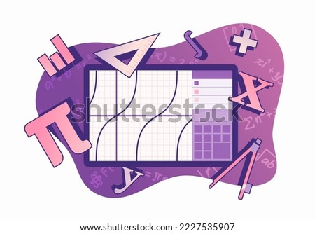 Mathematics Graphing Calculator Vector with Handwriting Formula Science Vector Illustration