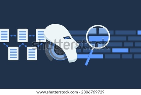 Artificial Intelligence Semantic Search with Language Models from Private Local Documents Robot Vector Illustration Concept