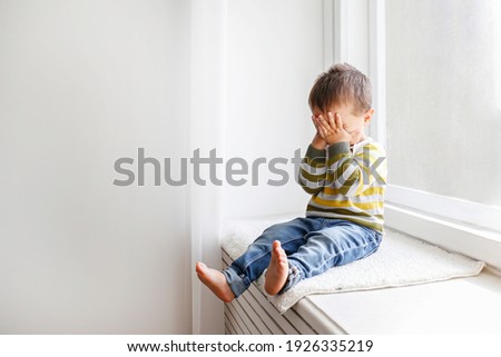 Similar – Image, Stock Photo Portrait of cute crying boy