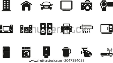 Icon set of home gadgets. Сollection of flat simple icons. Сток-фото © 