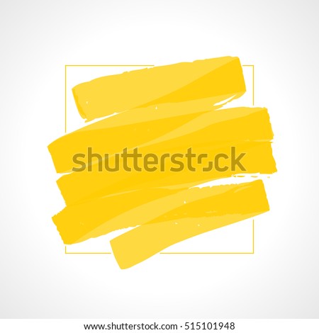 Hand drawn yellow highlighter stripes. Marker strokes background template. Optimized for one click color changes. Transparent colors EPS10 vector illustration.