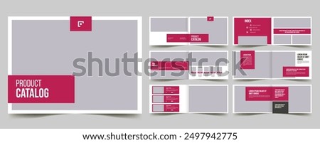 company product catalog landscape portfolio layout, page catalog brochure with premium product price list	