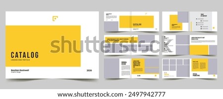 company product catalog landscape portfolio layout, page catalog brochure with premium product price list	