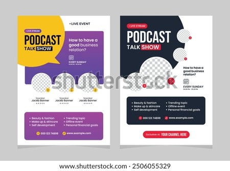 
podcast live event flyer design poster template