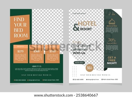 hotel flyer template design with hotel information template