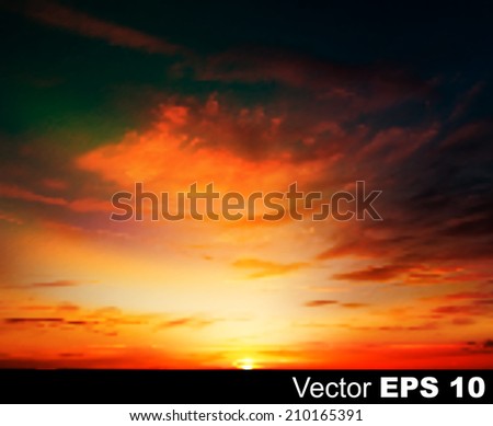 abstract nature sky background with sunset and red clouds