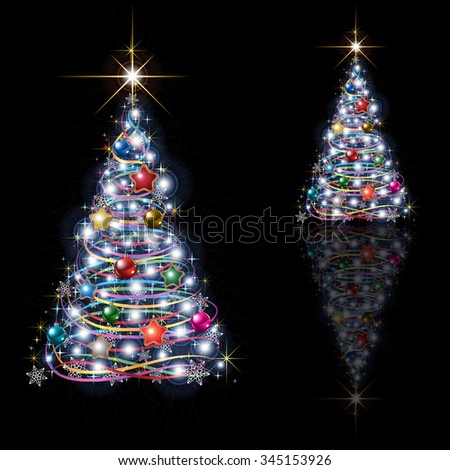 Abstract Christmas Tree Isolated On Black Background Stock Vector ...