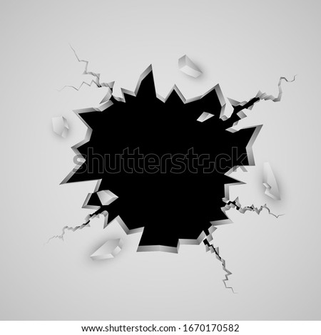 Cracked hole with space for text. Vector illustration