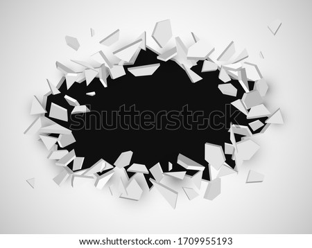 Broken wall with space for text. Abstract vector explosion.