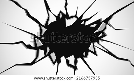 Broken wall with space for text. Abstract vector explosion.