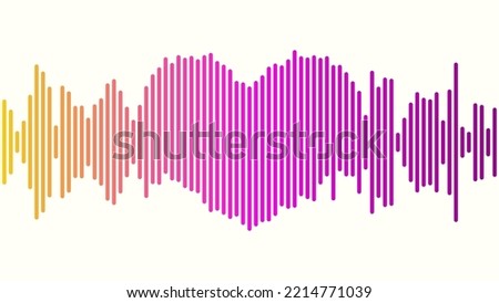 Sound wave. Heart shape. Music equalizer. Abstract vector illustration