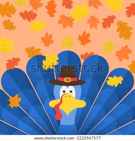 Thanksgiving banner. Cartoon turkey bird. Vector background