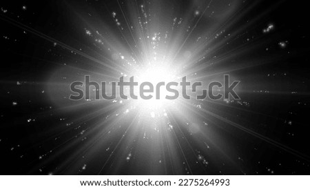 Star or sun. Explosion effect. Vector light effect. Black and white background