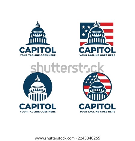 Capitol building logo set design vector