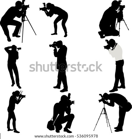 photographers silhouettes collection - vector