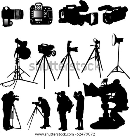 cameraman and cameras collection - vector