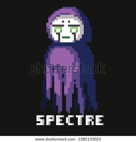 Editable Vector Illustration of pixel spectre, good for sticker, clip art, icon, etc