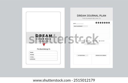 Dream Journal Planner Temple layout design with cover page 