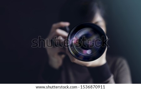 Similar – Image, Stock Photo Faceless person taking photo of Hispanic woman