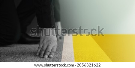 Similar – Image, Stock Photo yellow line which runs over different road surfaces