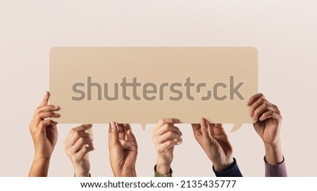 Similar – Image, Stock Photo Hand holding speech bubble with thank you