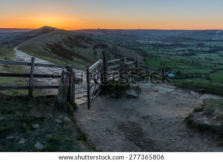 Sunrise on Mam Tor in the Peak District looking out over the Great Ridge and Hope Valley. A 3am start and a short walk to the gate, a combination of several exposures to capture the detail & beauty