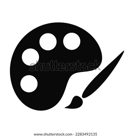 Painter palette and paint brush icon vector icon black isolated.