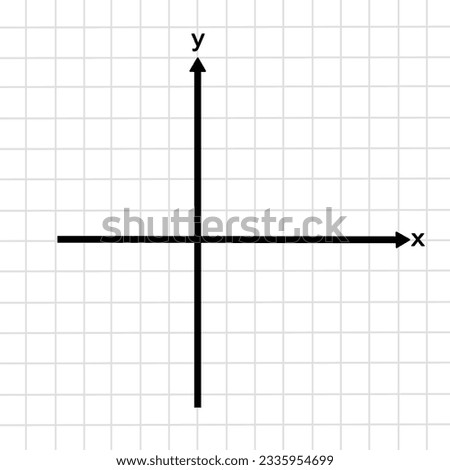 Coordinate Axis vector icon on white graph paper, grey  line with y axis, x axis.