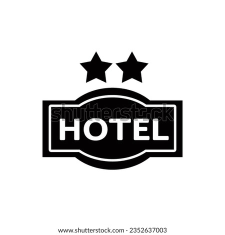 Hotel 2 stars sign silhouette icon isolated on white isolated background.