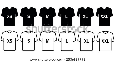 T-Shirt size icon set. Human clothing size label. Vector illustration.