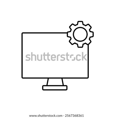 Computer setting outline icon isolated on white background.