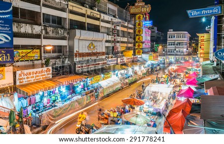 CHIANG MAI THAILAND - JUN 26 : Unidentified people walk in Ton Lum Yai market on June 26, 2015 in Chiang Mai Thailand. There is an oldest market in town, opens daily early sunset till early midnight.