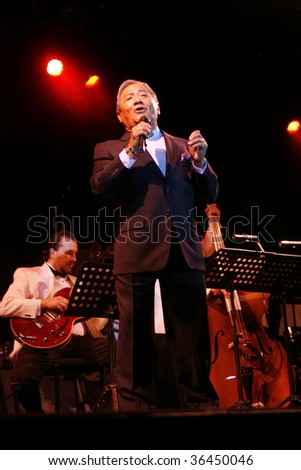 MEXICO CITY - AUGUST 31: Composer Armando Manzanero and The Big Band Jazz of Mexico Performance of the new Album launch \