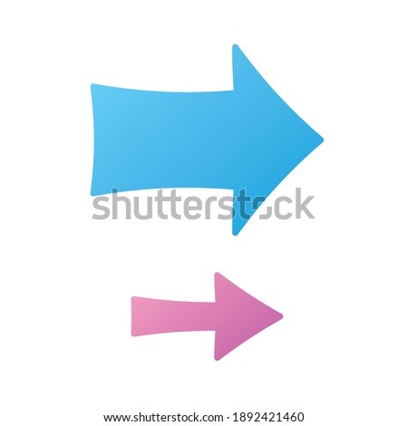 Small and big pink blue arrow sign icons isolated modern flat gradient vector